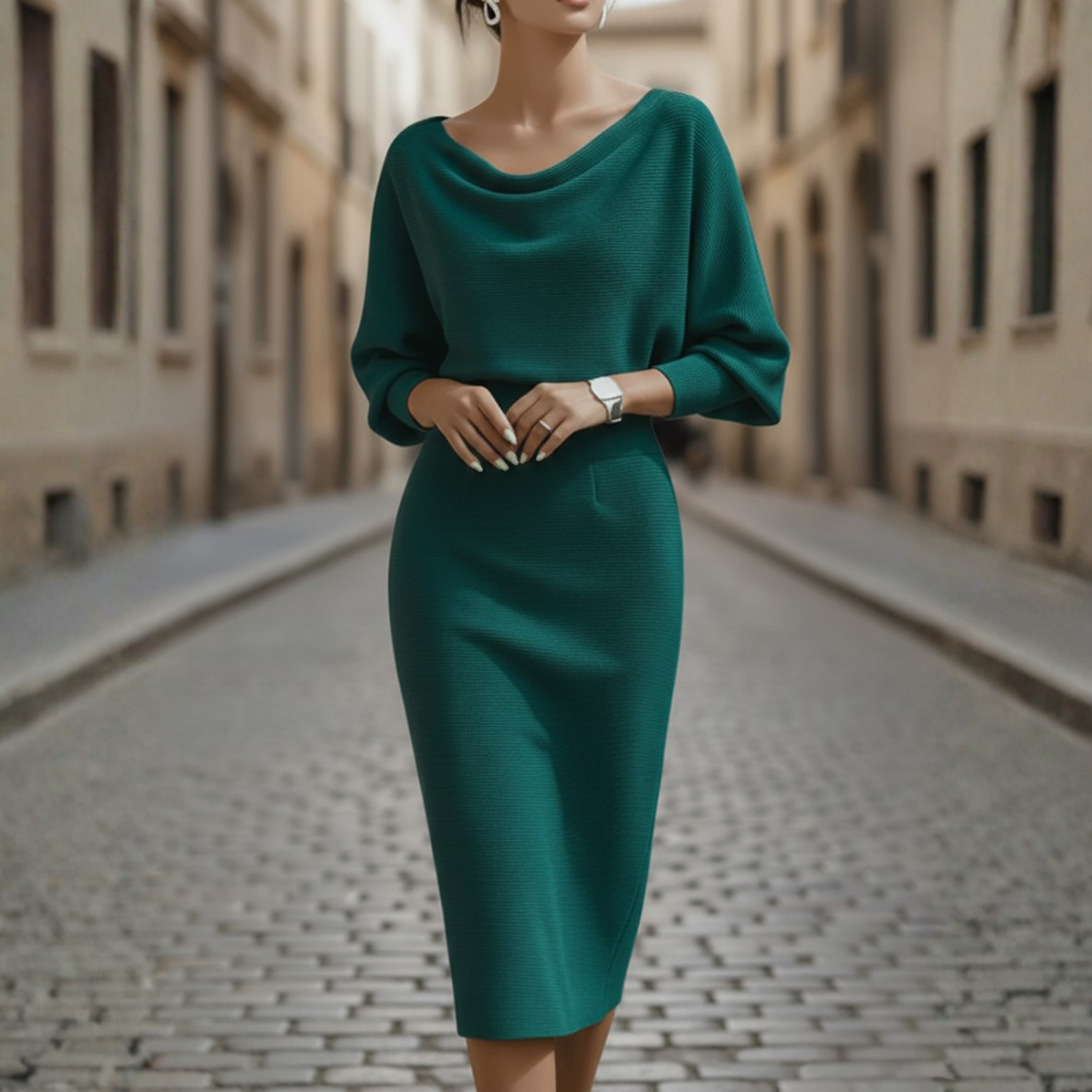 Abito Donna Scollo Ampio Tessuto Morbido Elegante