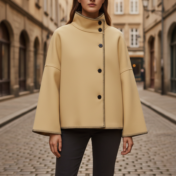 Cappotto Donna Oversize Elegante Tessuto Misto