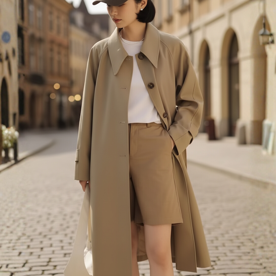 Trench Donna Lungo Oversize Tessuto Leggero