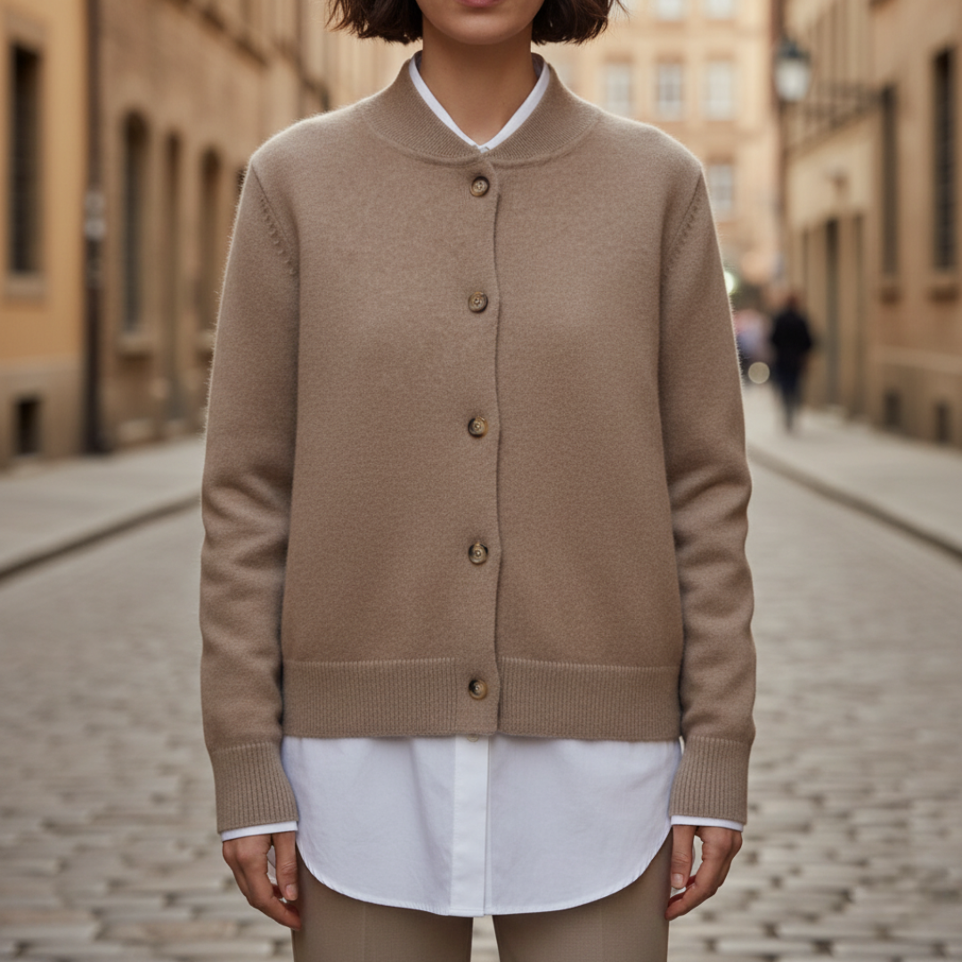 Donna Cardigan Stile Bomber Button-U