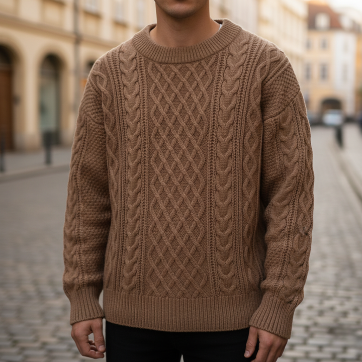 Maglione Uomo a Trecce Girocollo in Filato Morbido