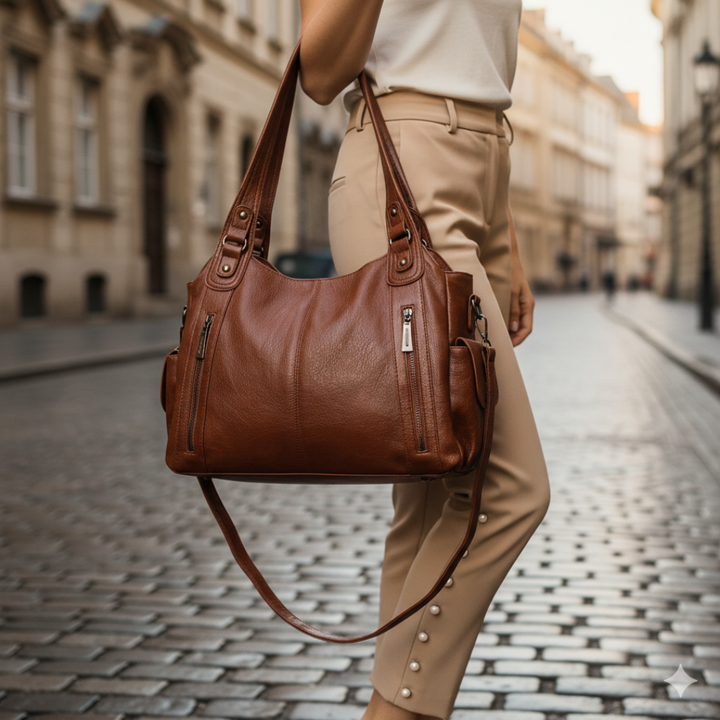 Large women's leather-effect shoulder bag