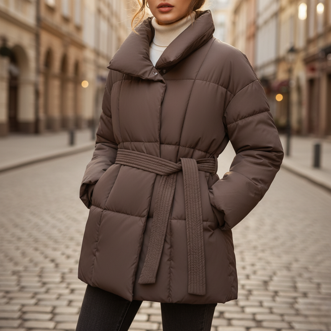 Giacca Donna Invernale Con Cintura e Fodera Interna