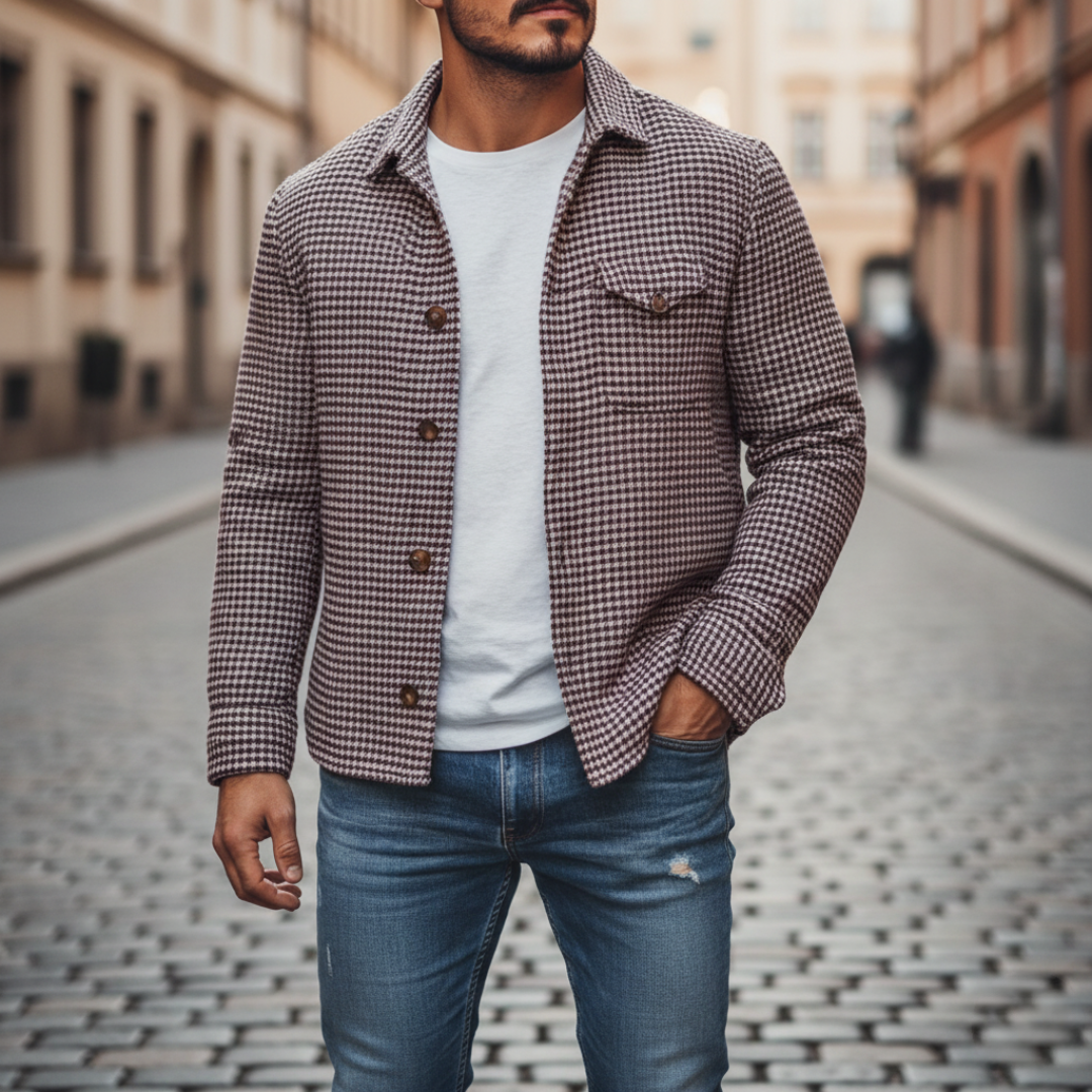 Giacca Uomo Lana Pied de Poule Bottoni