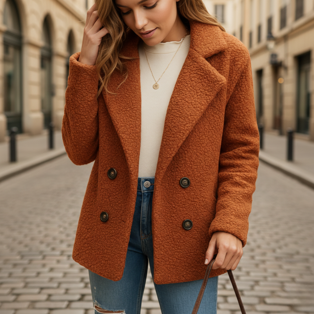 Giacca Teddy Donna Invernale in Tessuto Misto Lana