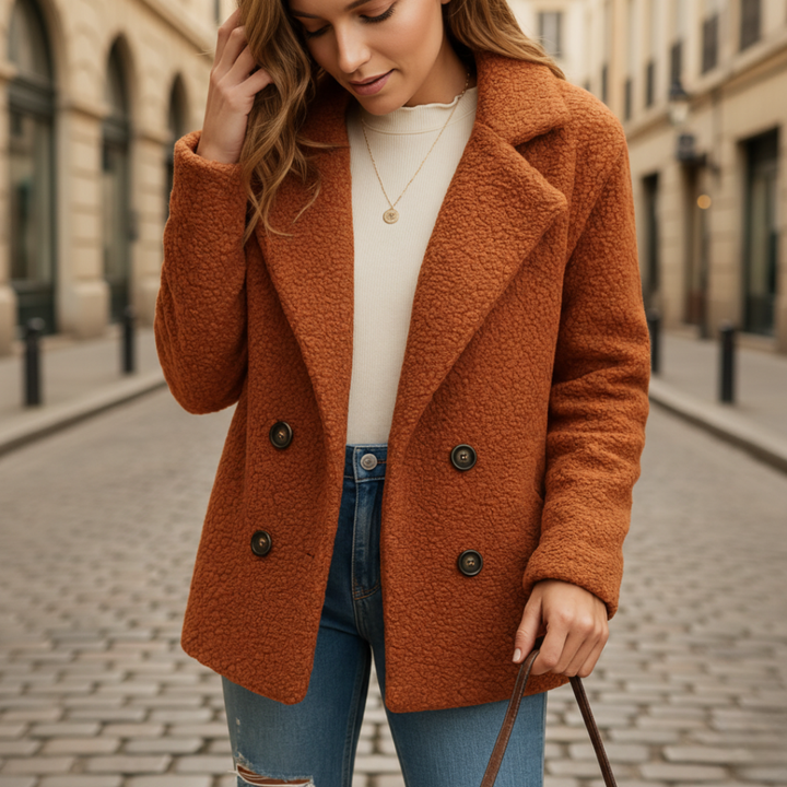 Giacca Teddy Donna Invernale in Tessuto Misto Lana