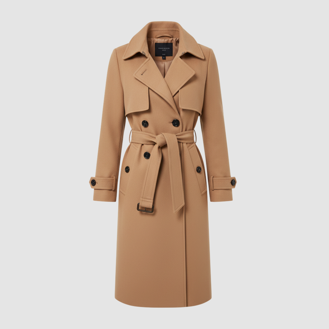 Cappotto da donna lungo in lana stile trench