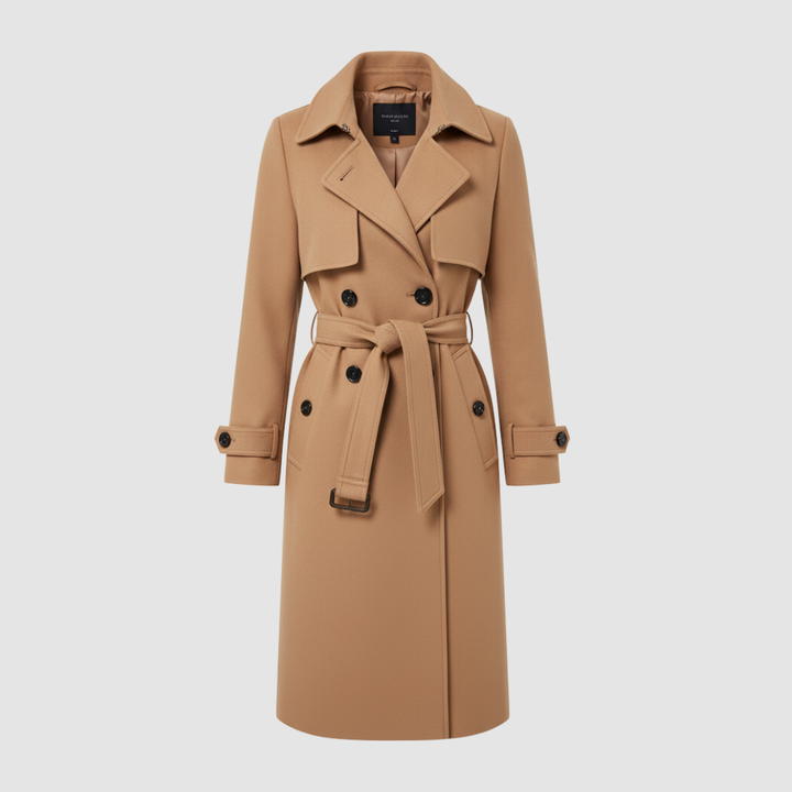Cappotto da donna lungo in lana stile trench