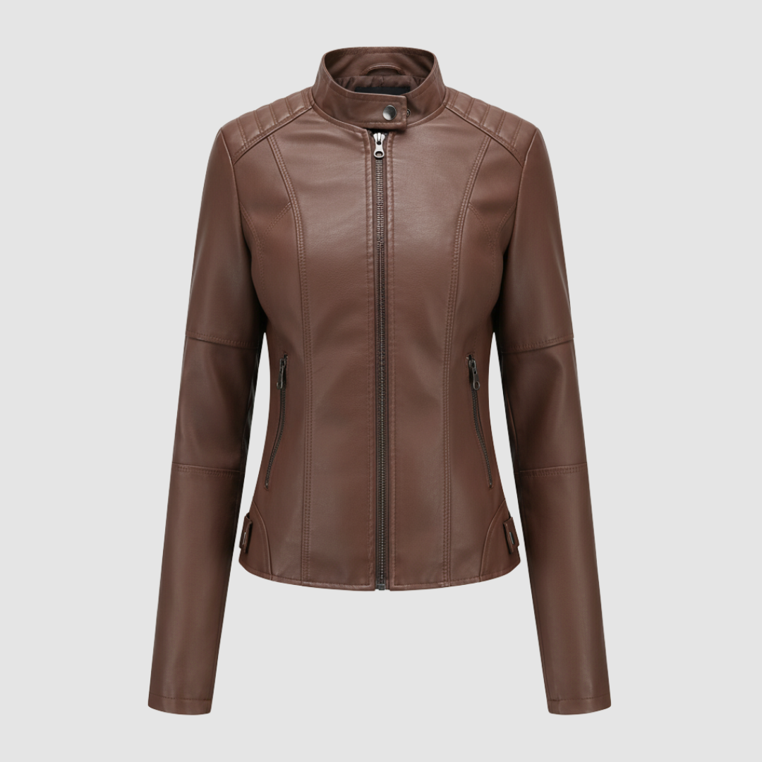 Giacca biker da donna con colletto alla coreana