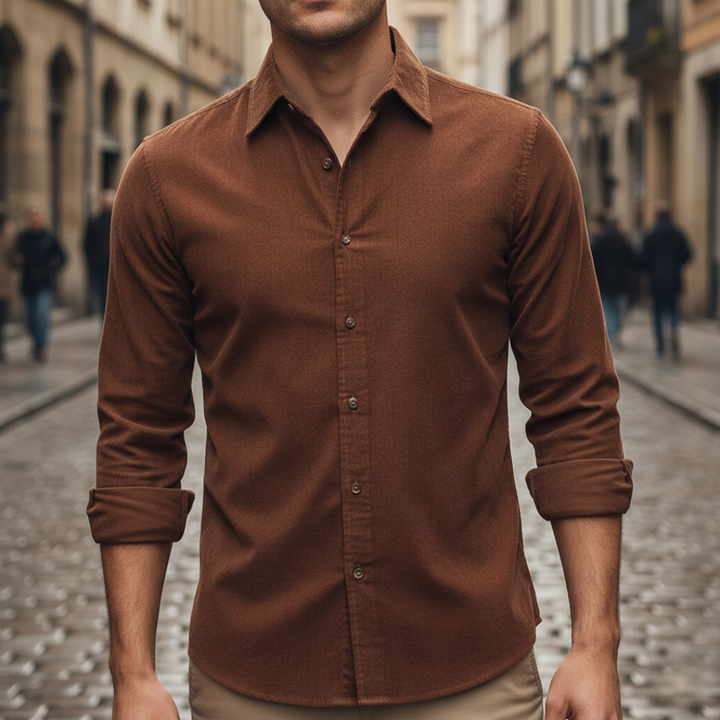 Herrenhemd Slim Cord Samt