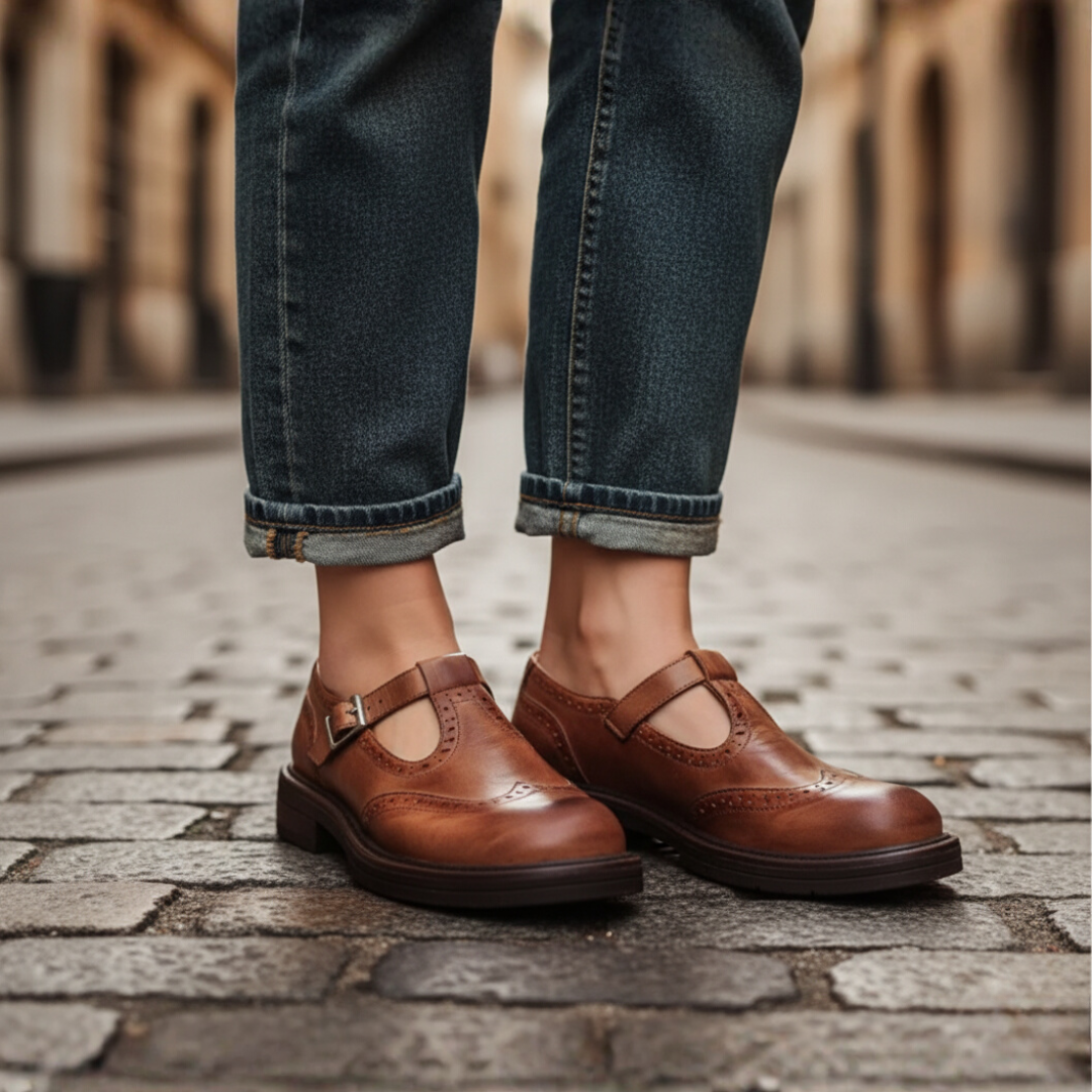 Scarpe donna tacco basso con cinturino