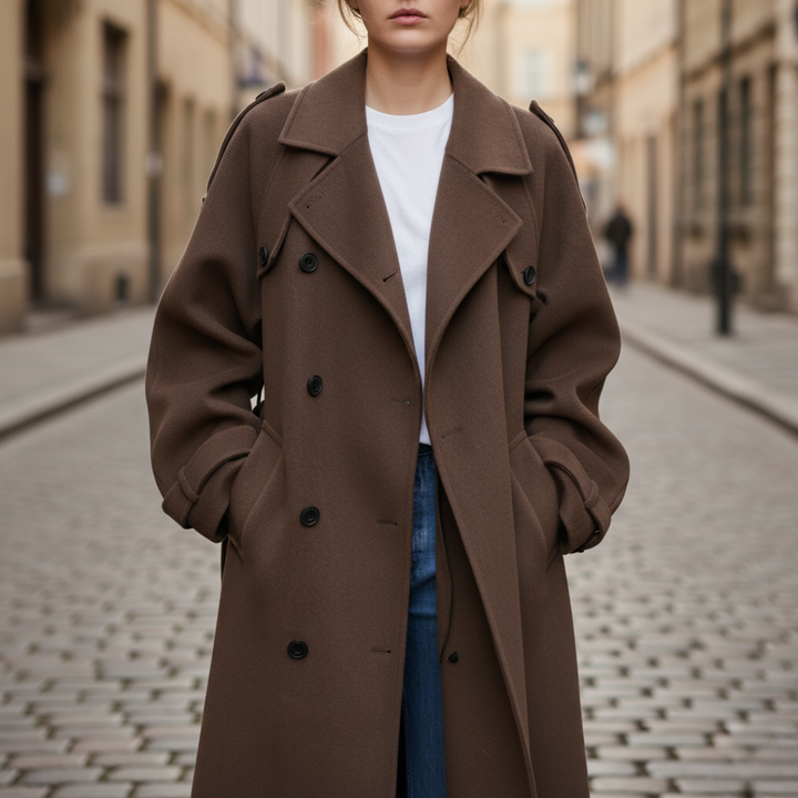 Trench Donna Invernale Lungo in Tessuto