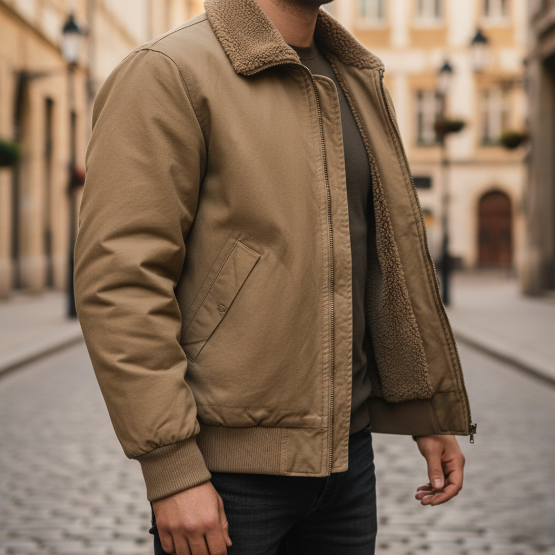 Giacca bomber da uomo con colletto shearling invernale