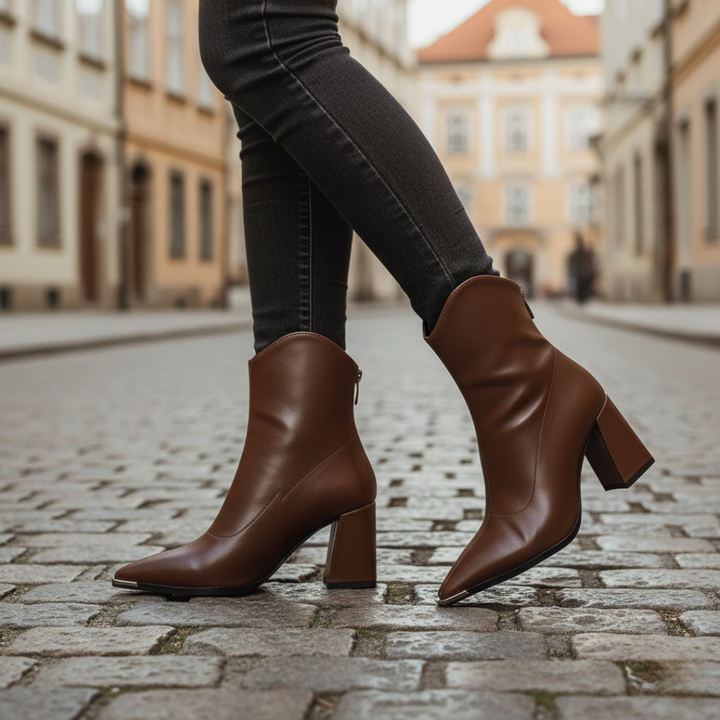 Stivaletti Donna in Pelle Sintetica con Tacco