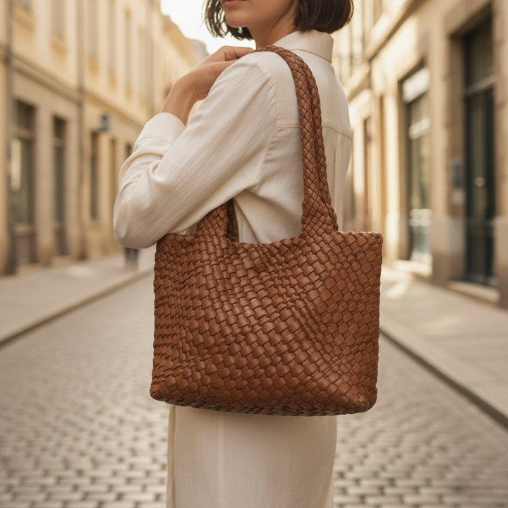 Women's Woven Leather Tote Bag