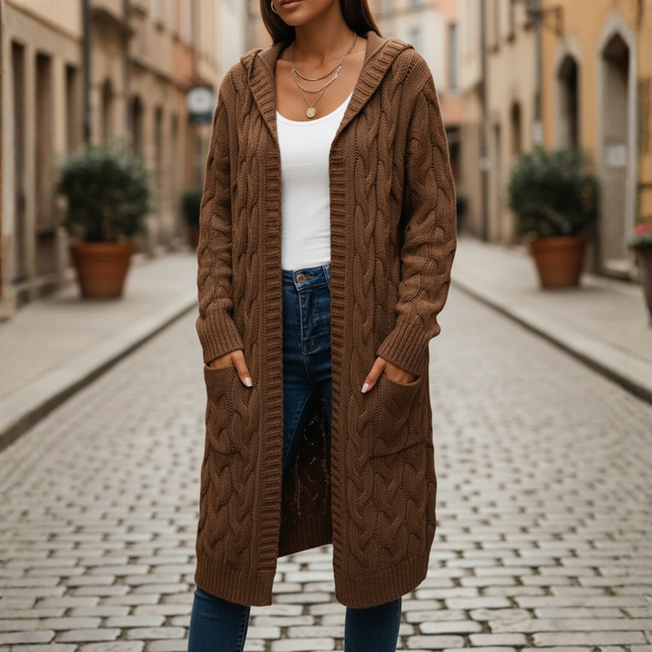 Cardigan Donna Lungo Con Tasche