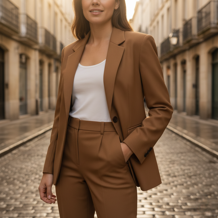 Set Completo da Donna in Tessuto con Giacca e Pantaloni