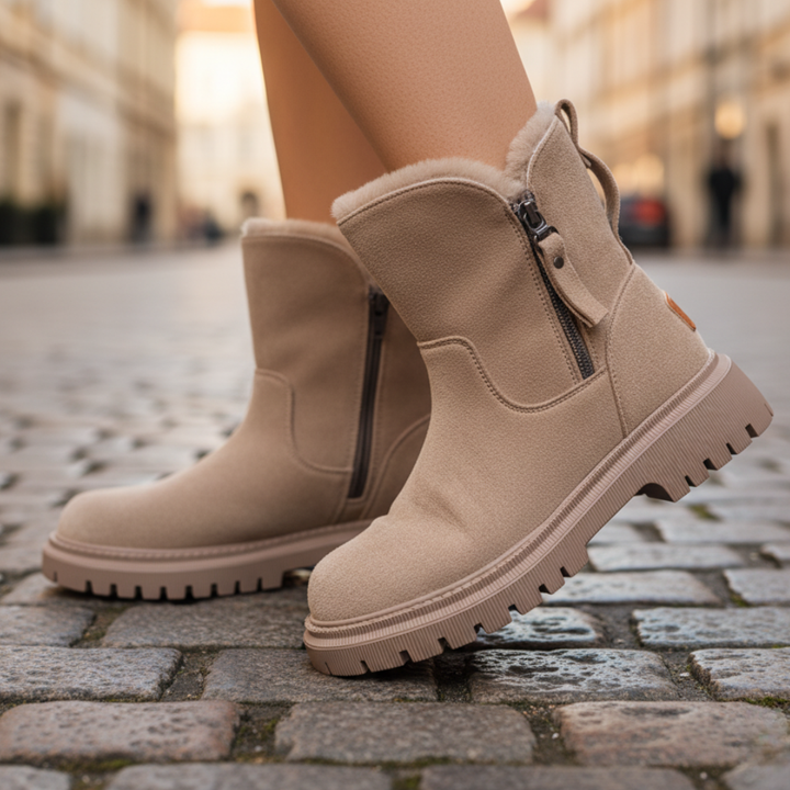 Stivaletti da donna con zip e pelliccia