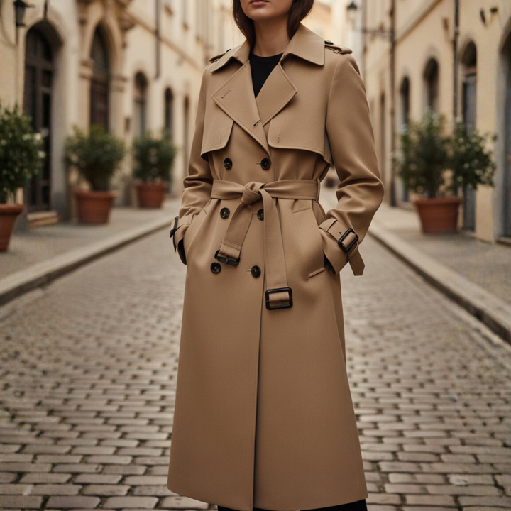 Donna Trench Cappotto Doppiopetto