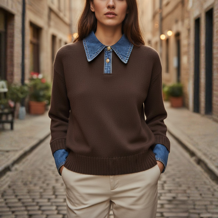 Maglione Donna in con Collo in Denim