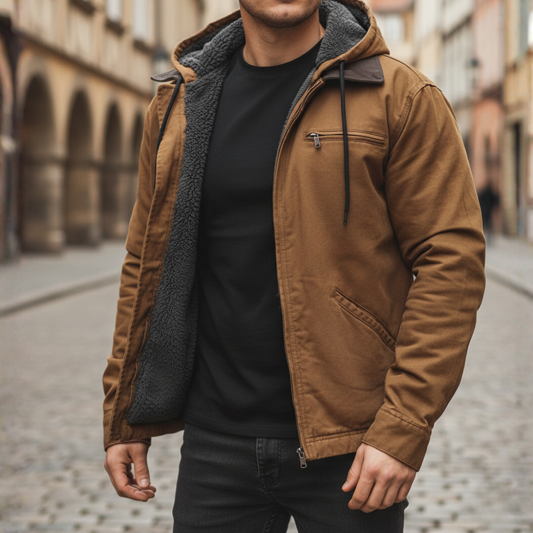 Giacca Uomo Invernale Con Pelliccia Interna Tessuto Resistente
