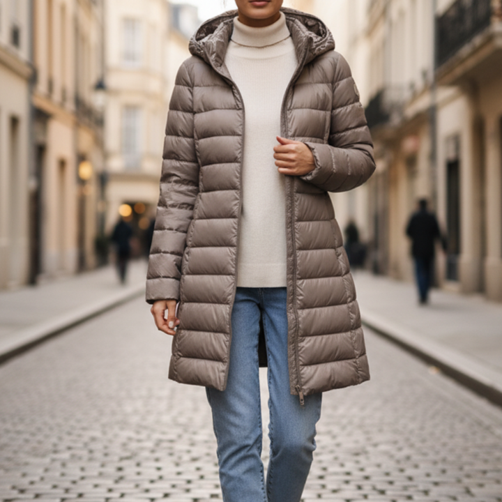 Piumino Lungo Donna Invernale con Cappuccio