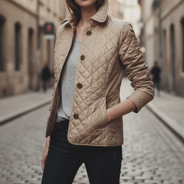 Giacca Donna Trapuntata Diamante Bottoni Leggera