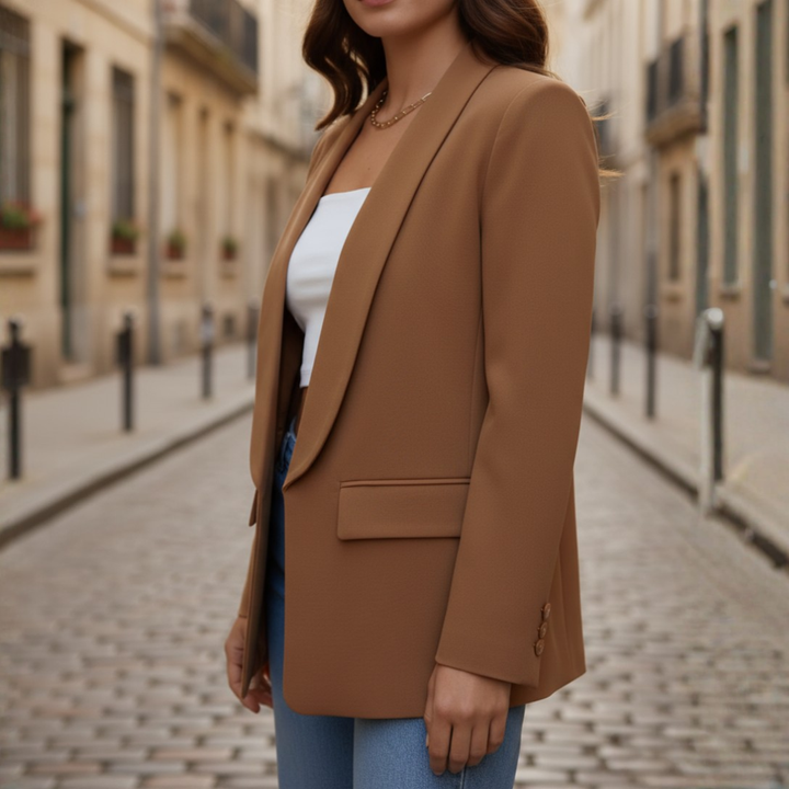 Women's Jacket in Stretch Fabric with Long Sleeves and Pockets