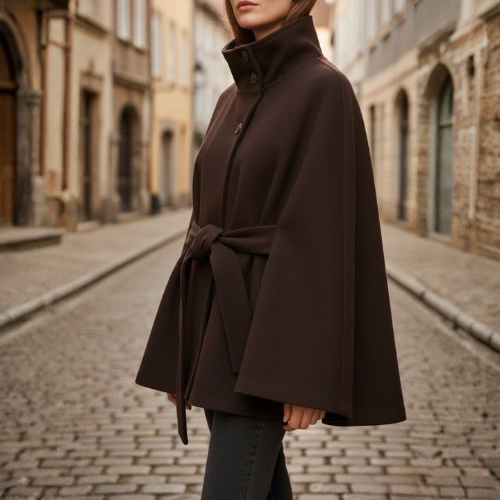 Cappotto Donna con Collo Alto e Cintura