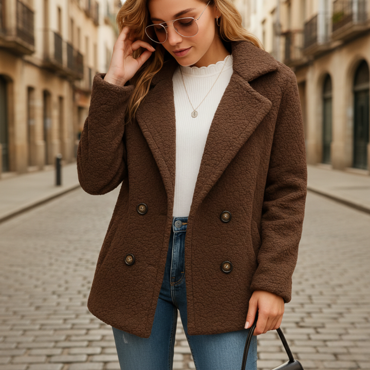 Giacca Teddy Donna Invernale in Tessuto Misto Lana