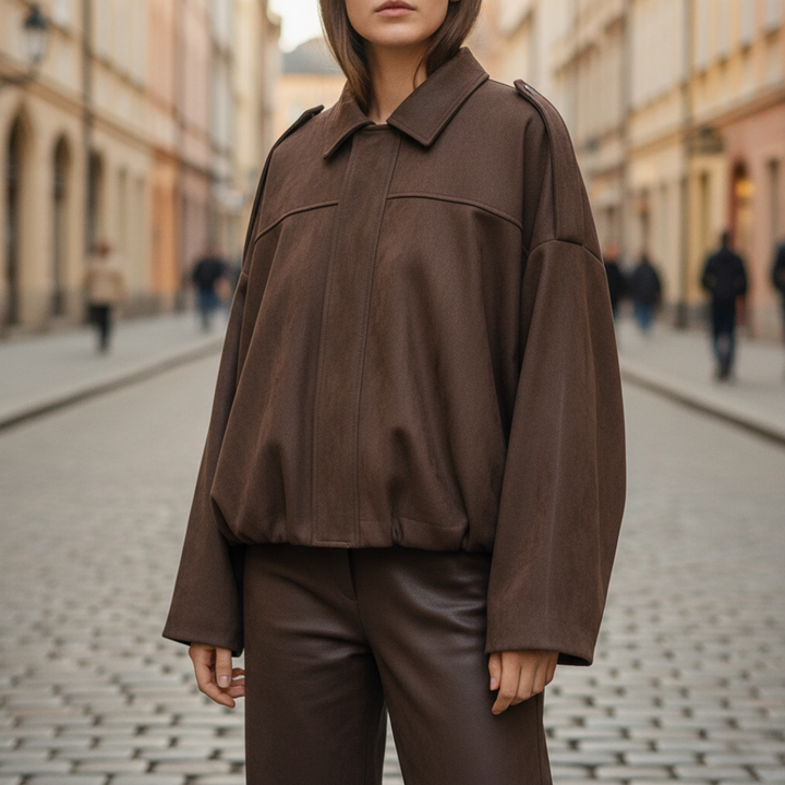 Giacca Donna Oversize Elegante in Tessuto Misto