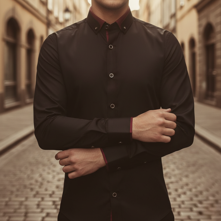 Herren Slim Fit Hemd Langarm Elegant