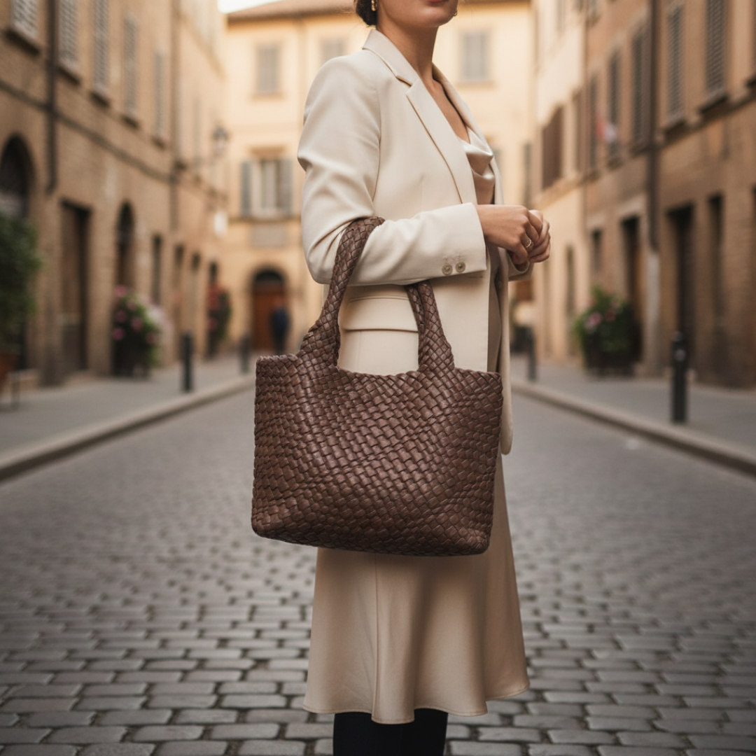 Women's Woven Leather Tote Bag
