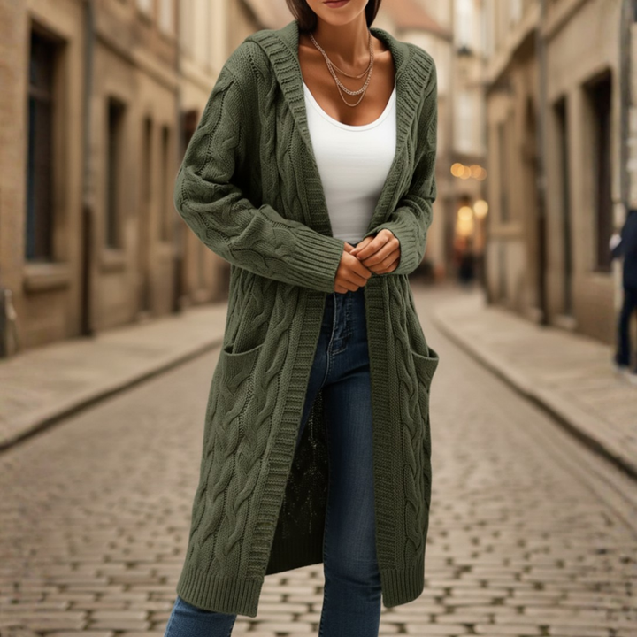 Cardigan Donna Lungo Con Tasche