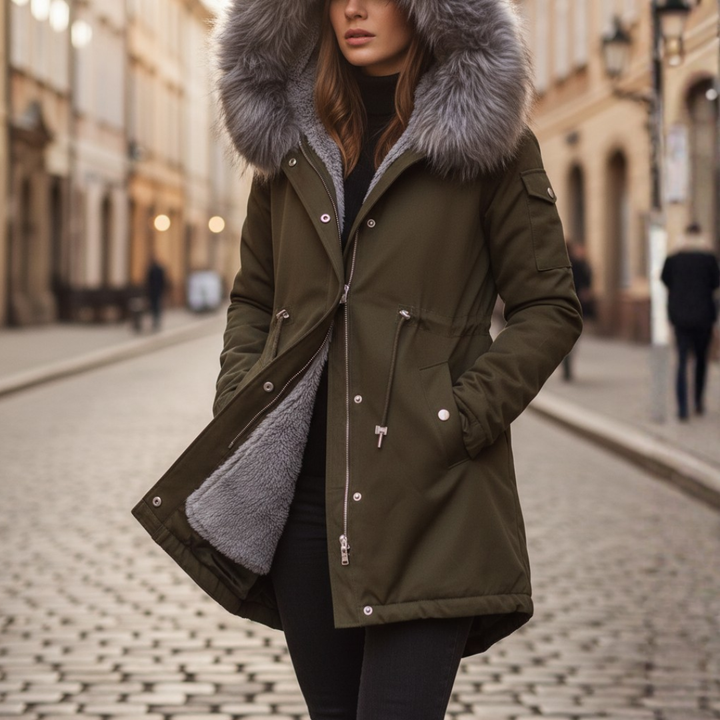 Parka Donna Invernale con Cappuccio e Pelliccia
