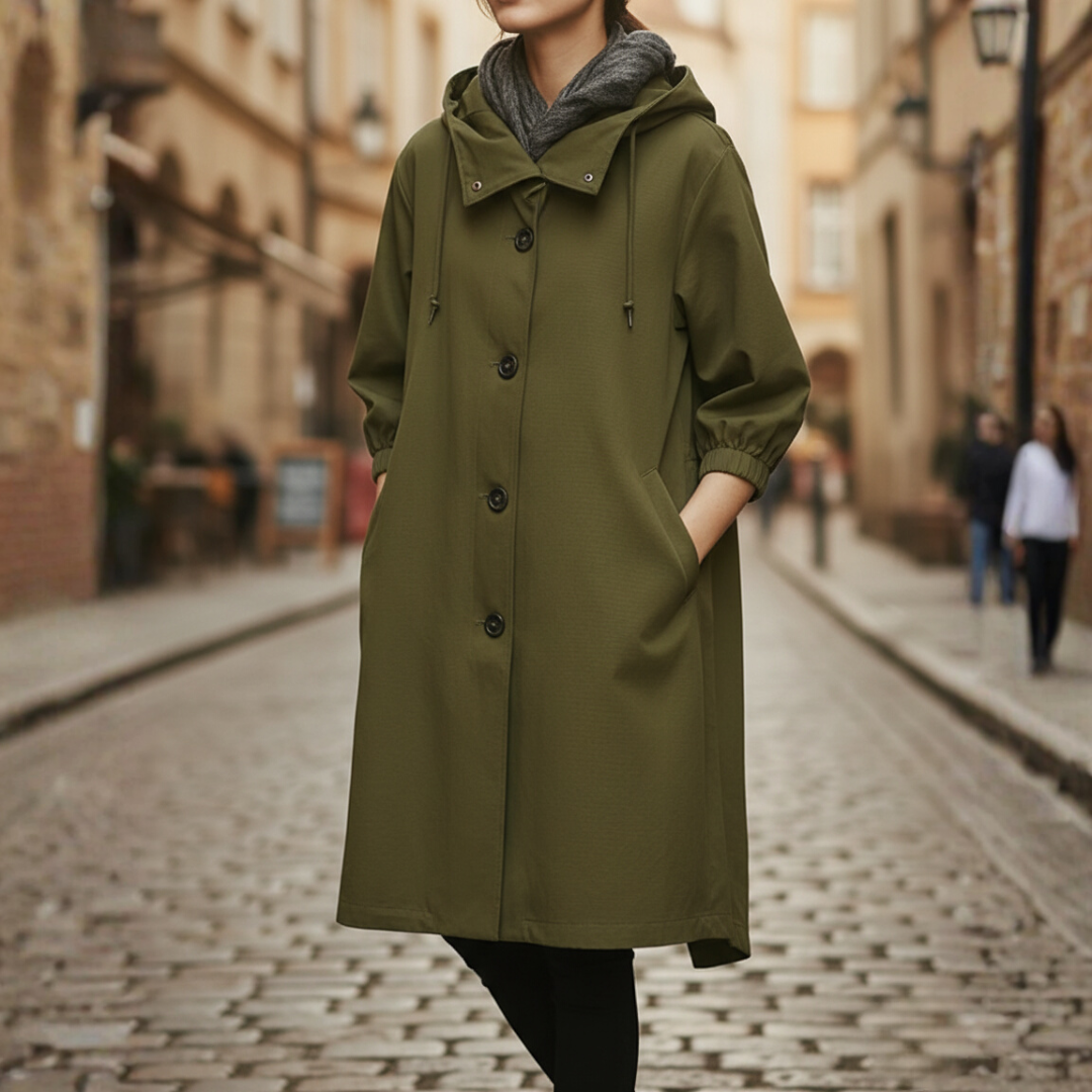 Cappotto impermeabile da donna con cappuccio