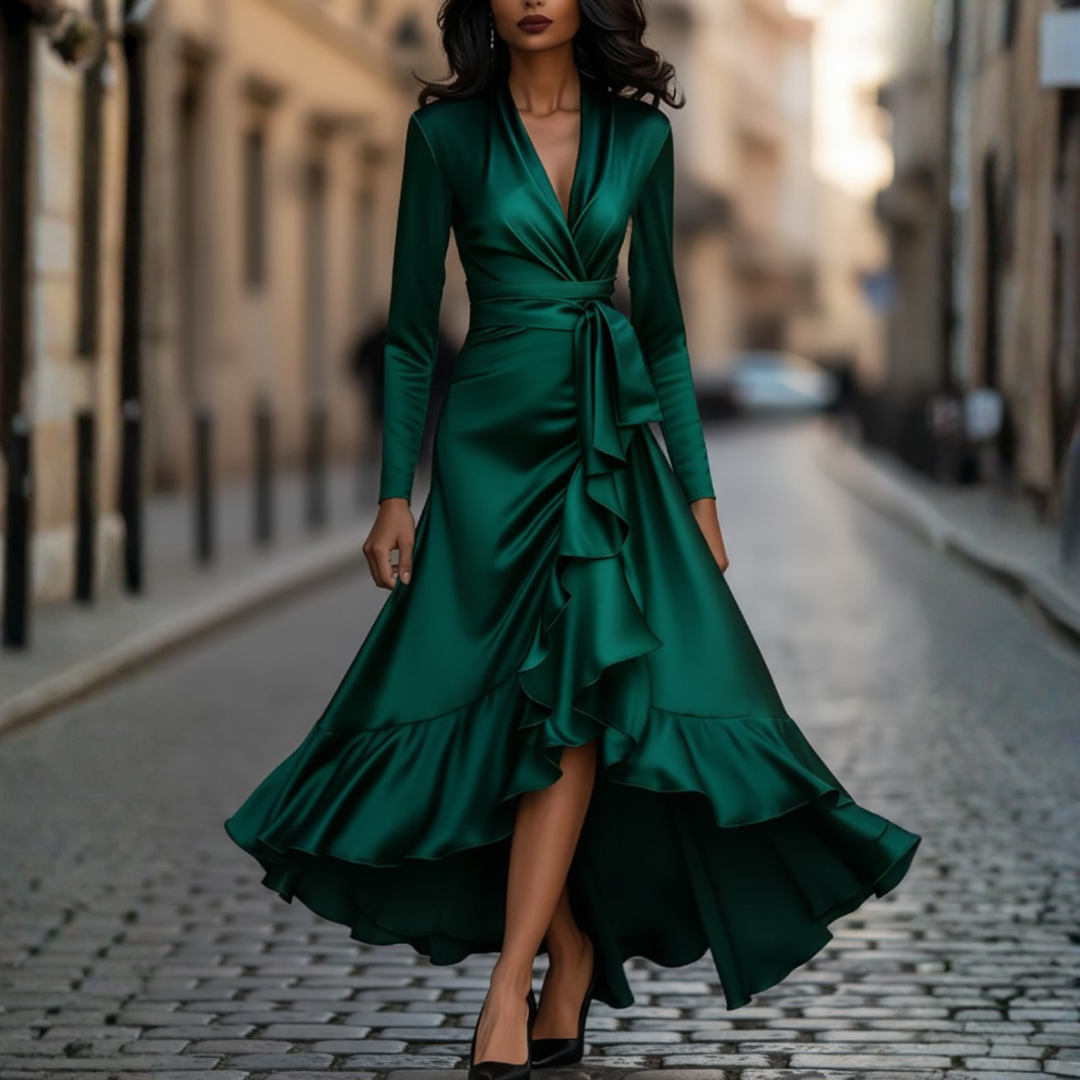 Abito Donna Lungo Volant Elegante