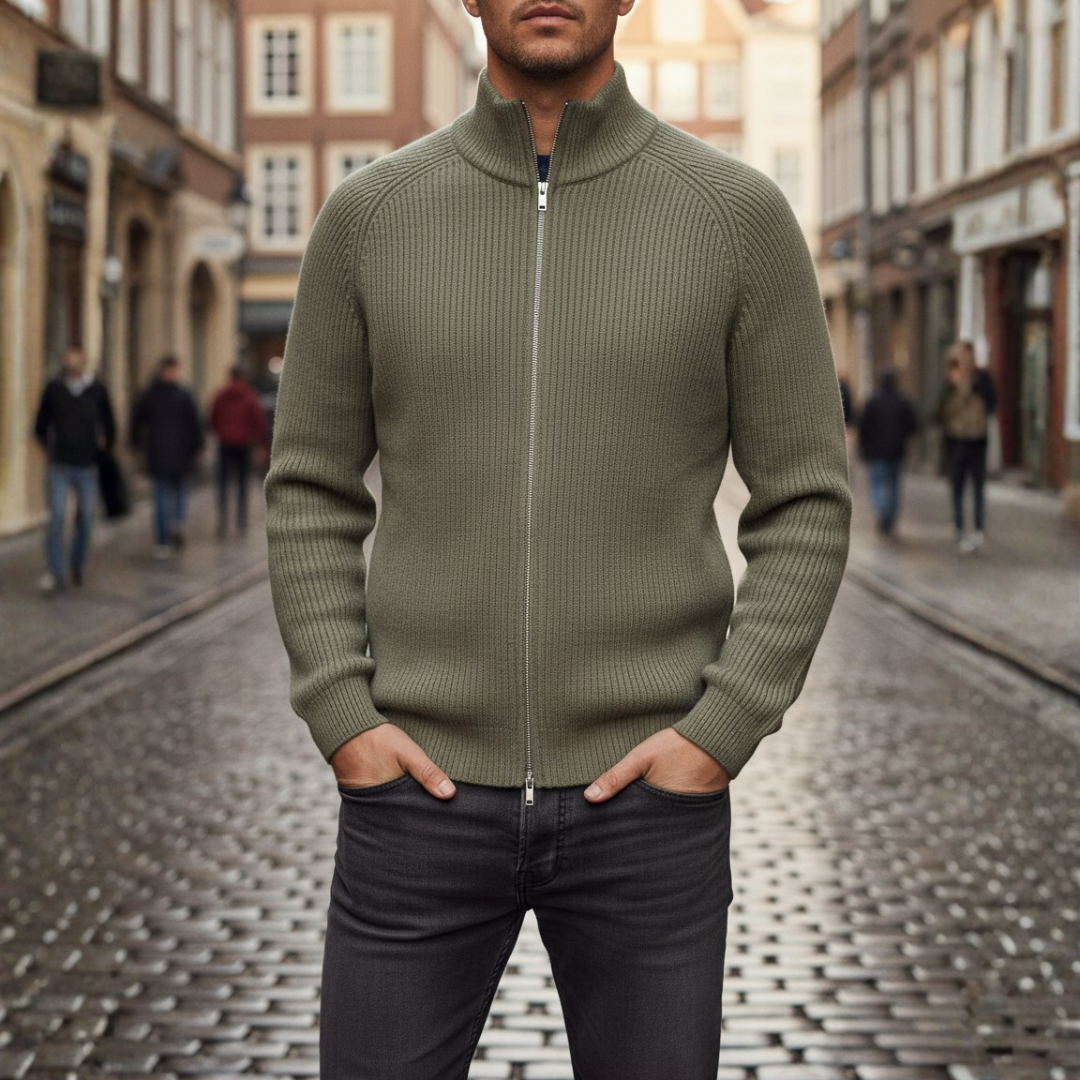 Men's Cardigan in Soft Yarn with Full Zip