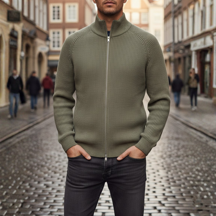 Men's Cardigan in Soft Yarn with Full Zip