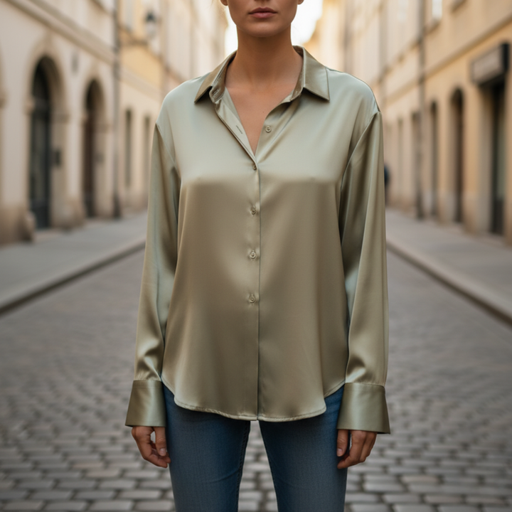 Donna Camicia Raso Lucido Bottoni