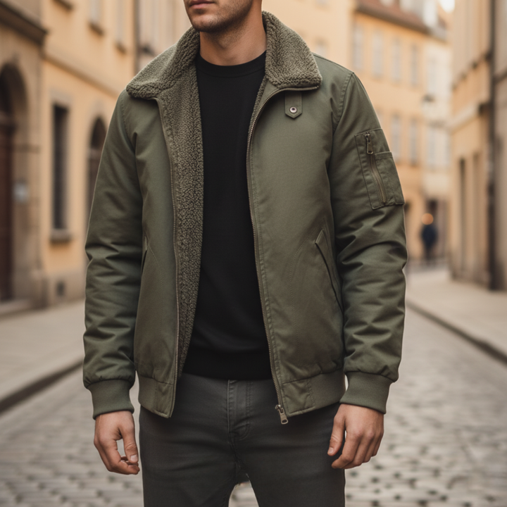 Giacca bomber da uomo con colletto shearling invernale