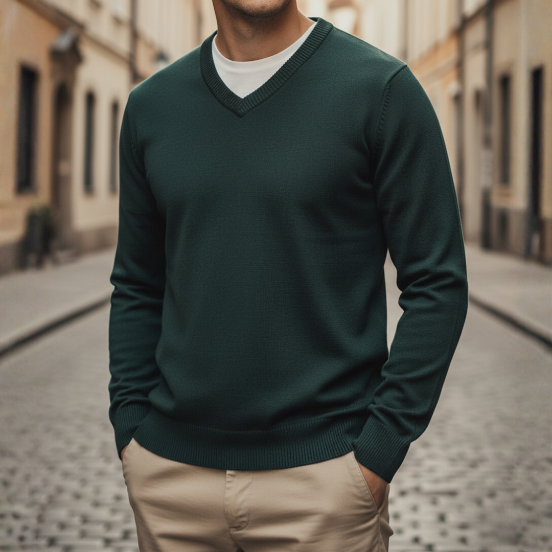 Maglione Uomo Smanicato Scollo V in Poliestere