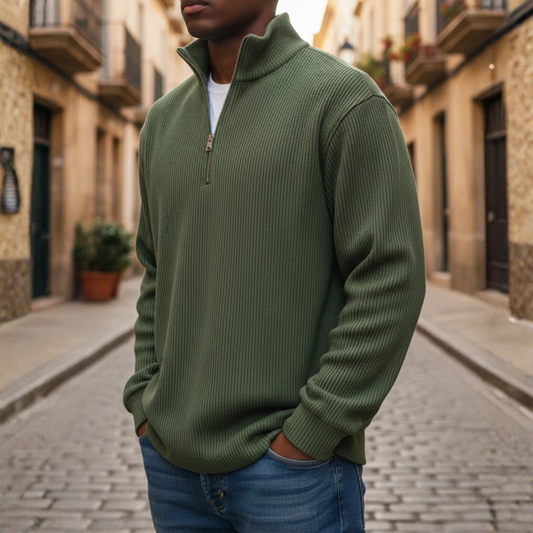 Maglione Uomo Collo Alto Zip in Maglia