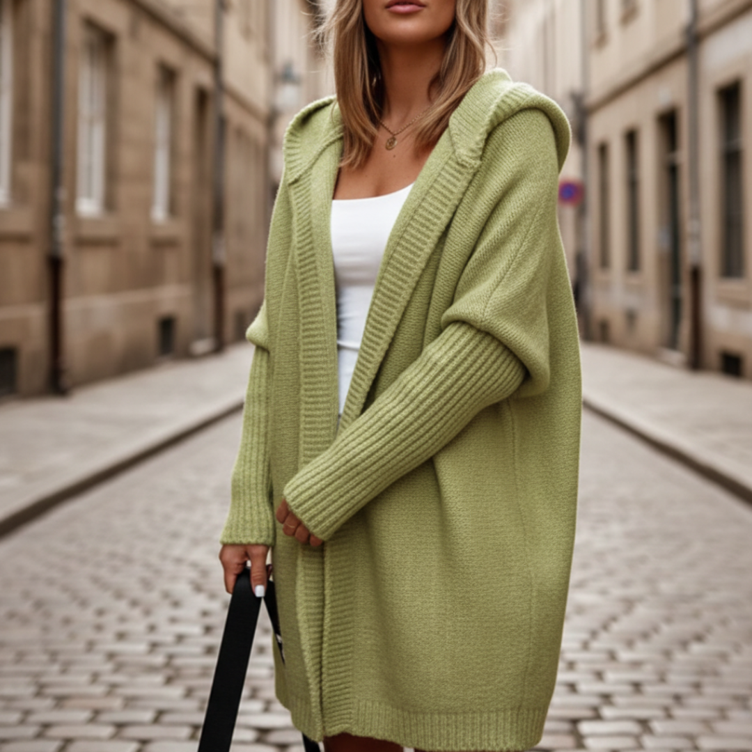 Cardigan con cappuccio per donna