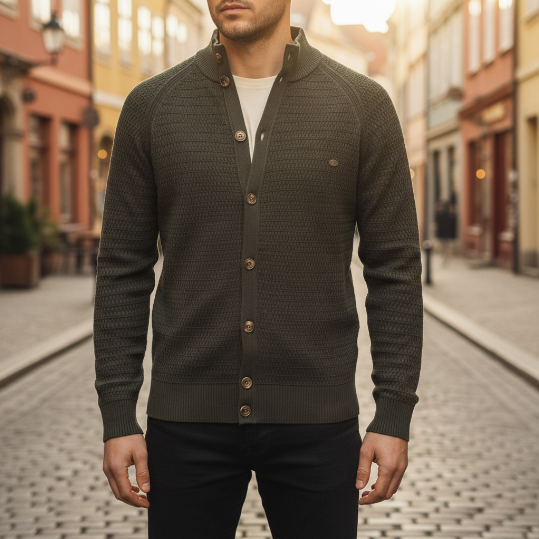 Cardigan Uomo in Filato Morbido con Bottoni