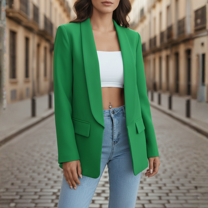 Women's Jacket in Stretch Fabric with Long Sleeves and Pockets