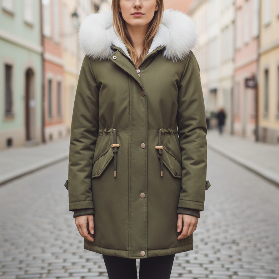 Giacca Donna Impermeabile Cappuccio Pelliccia Materiale Resistente