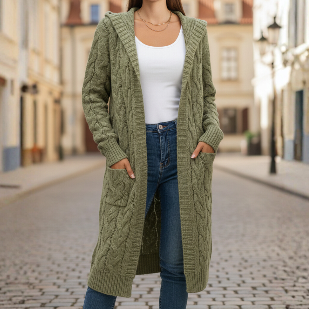 Cardigan Donna Lungo Con Tasche