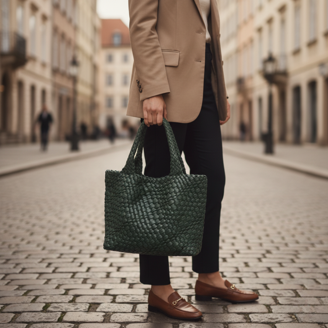 Women's Woven Leather Tote Bag