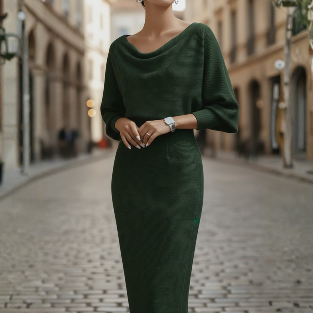 Abito Donna Scollo Ampio Tessuto Morbido Elegante